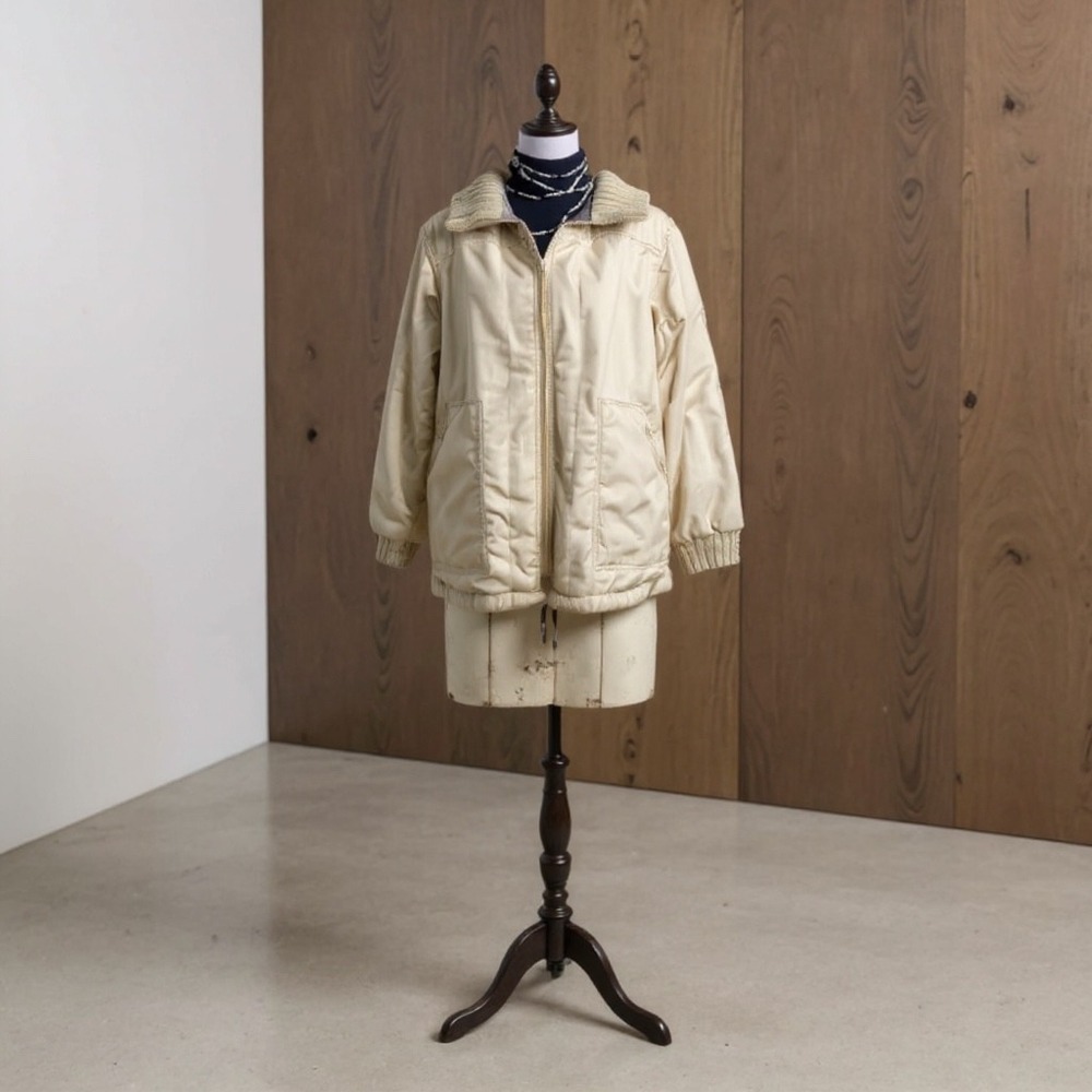 Vintage Chore Coat Tweed Lined Jacket  8/S Beige Big Pockets Farm‎ Warm